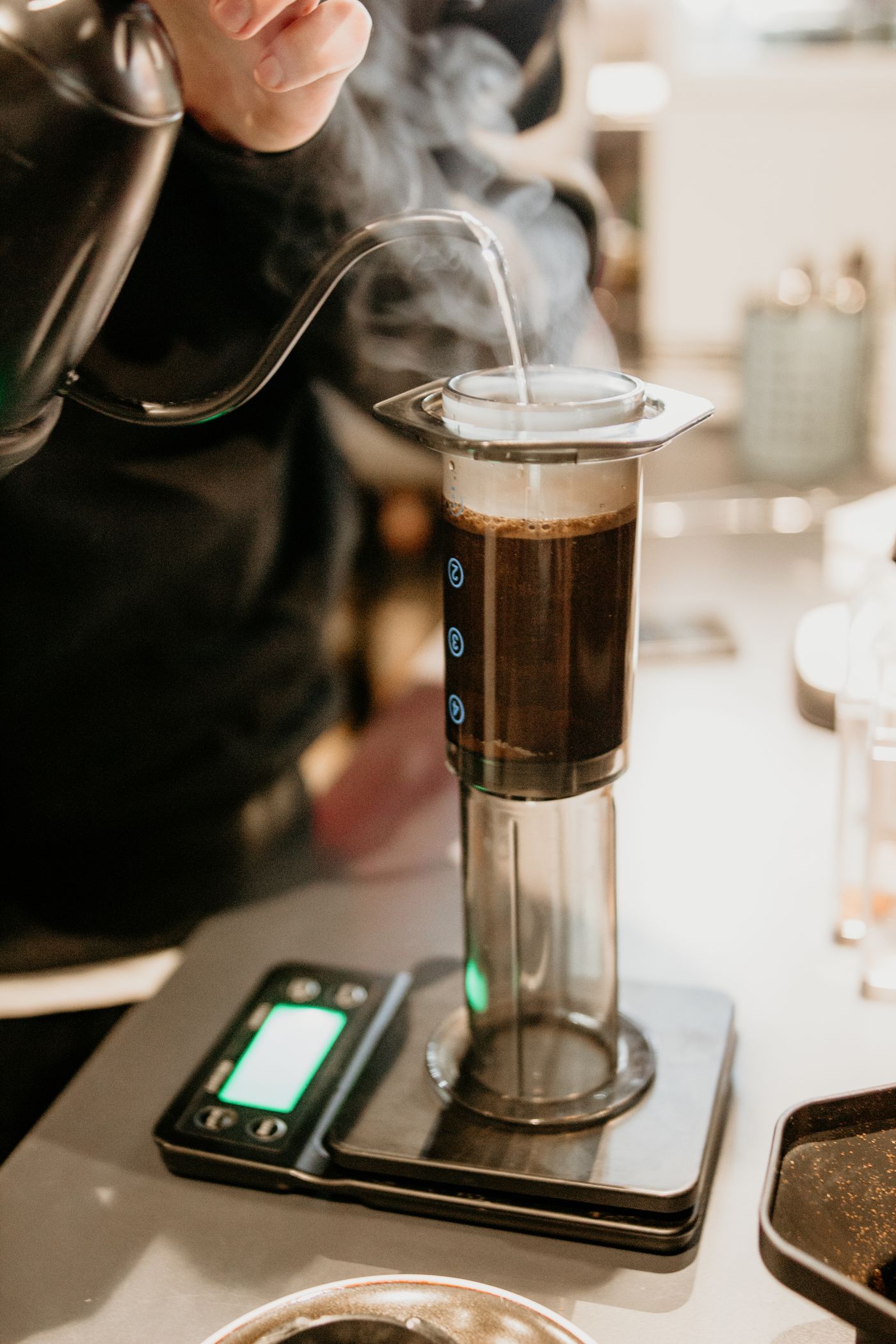 Aeropress coffee brewing