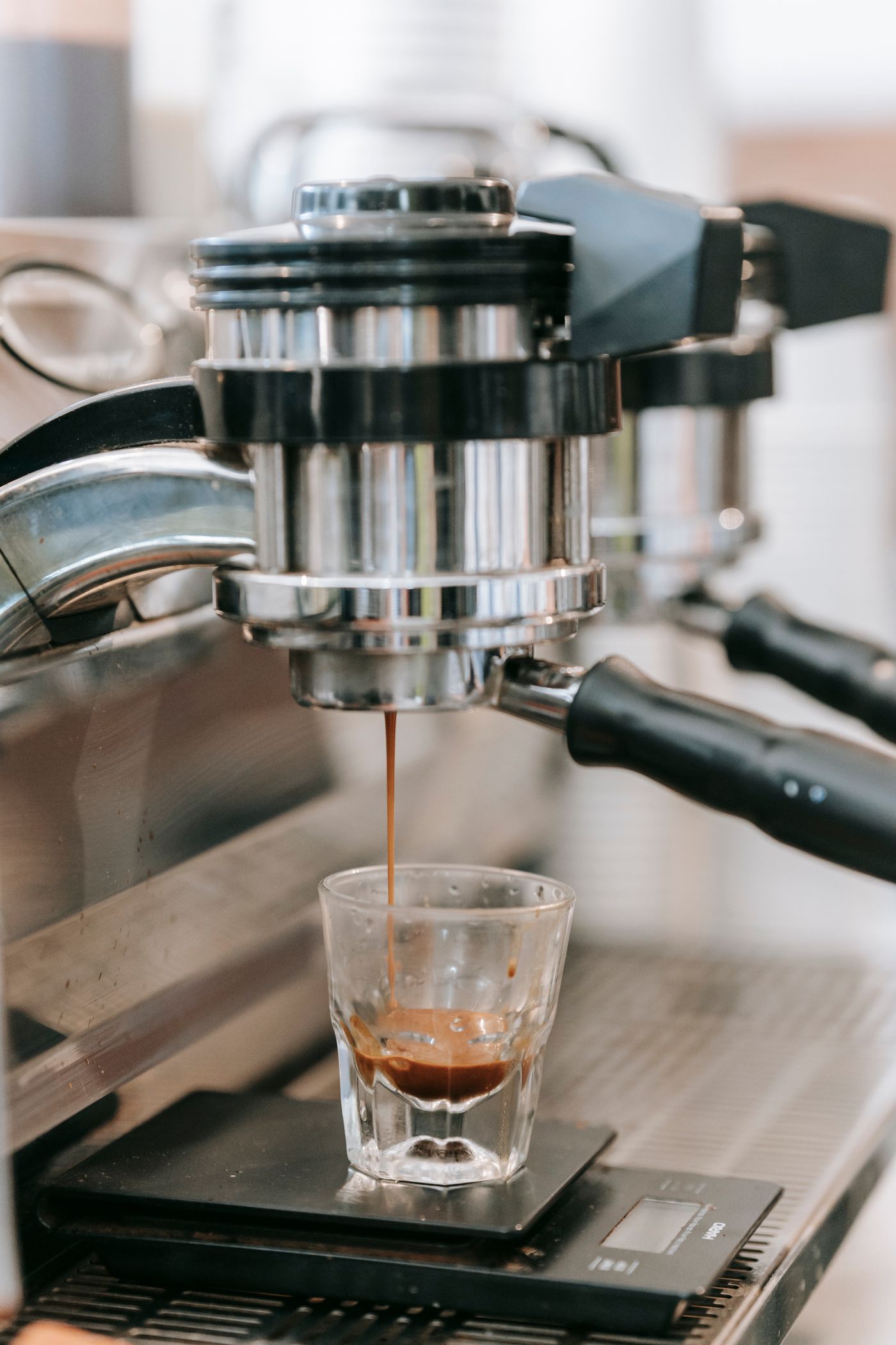 Espresso extraction close up