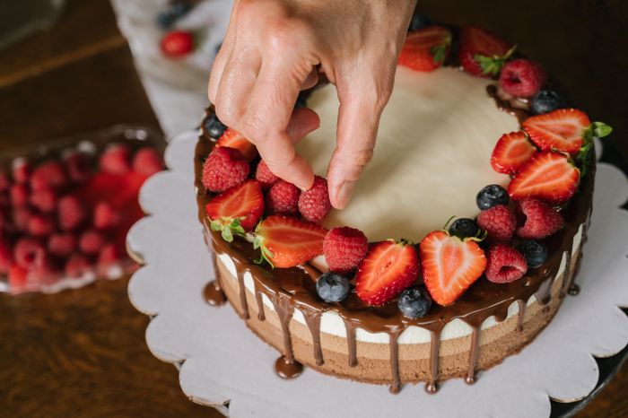 Slice of berry cheesecake