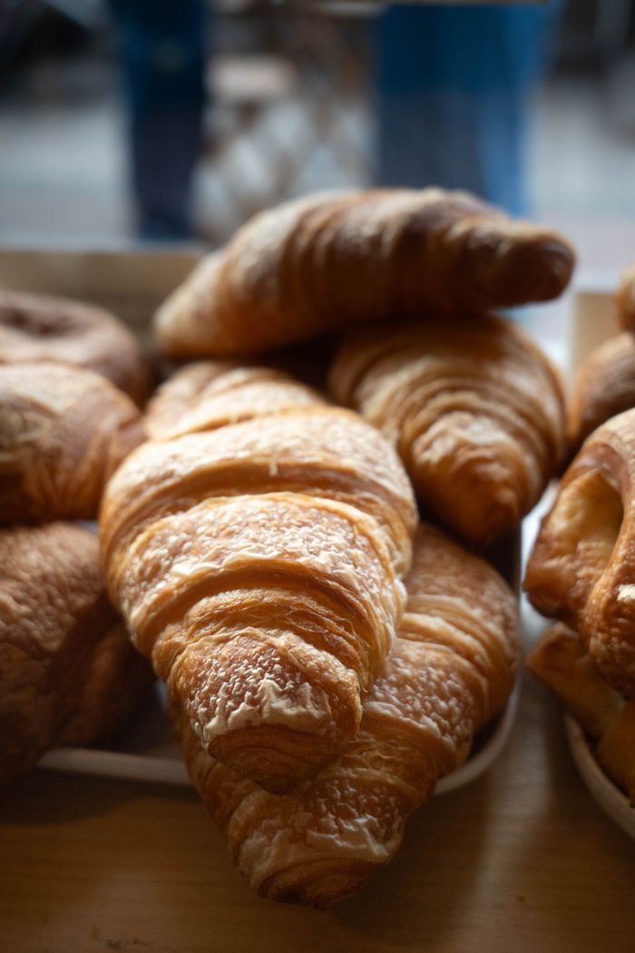 Freshly baked butter croissants